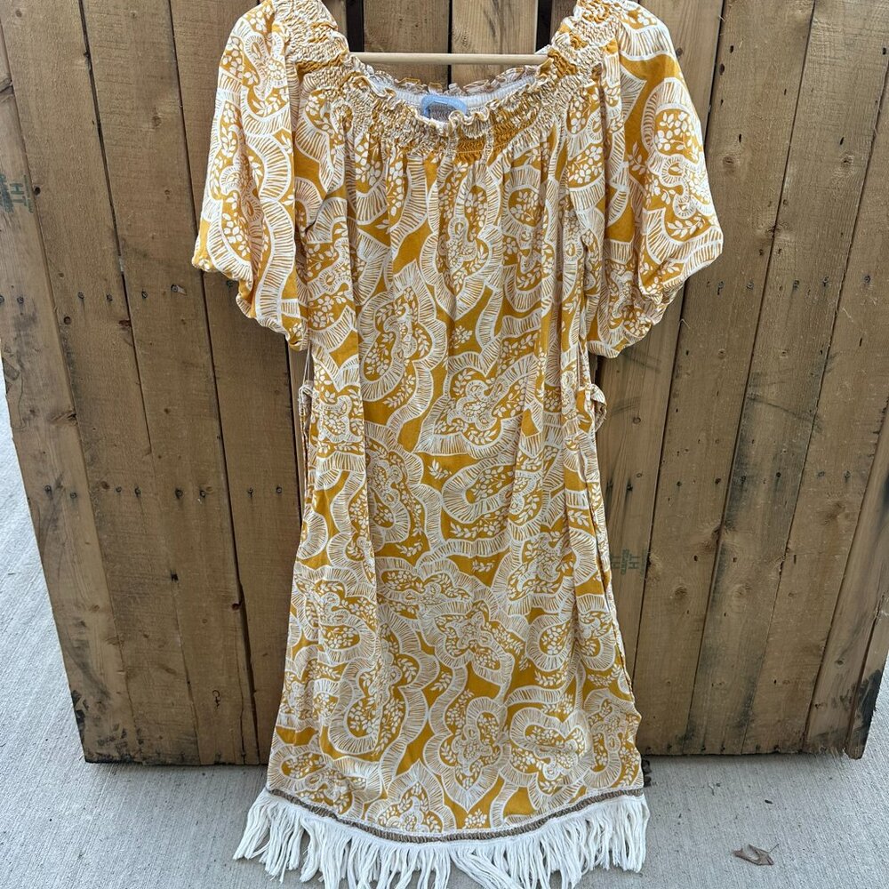 Antonio Melani Mustard Fringe Midi Dress